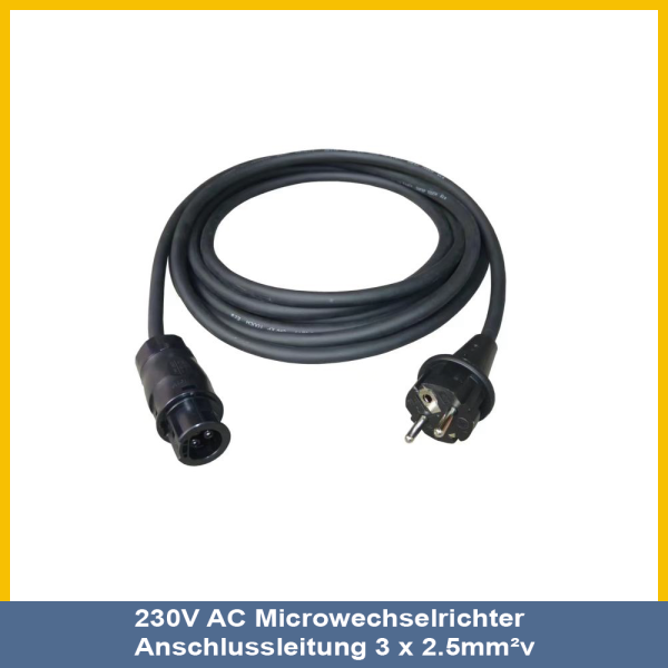 3m 230V AC Microwechselrichter Anschlussleitung 3 x 2.5mm²